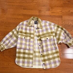 Zara Checkered Jacket in Green and Purple